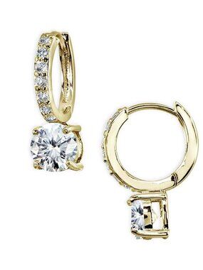 Giani Bernini 18K Gold Plated Sterling Silver CZ Huggie Hoop Drop Earrings 925